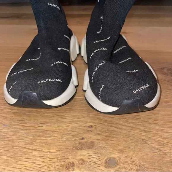 Balenciaga Women's Black Stretch Polyester Speed Sneakers - Picture 9 of 9